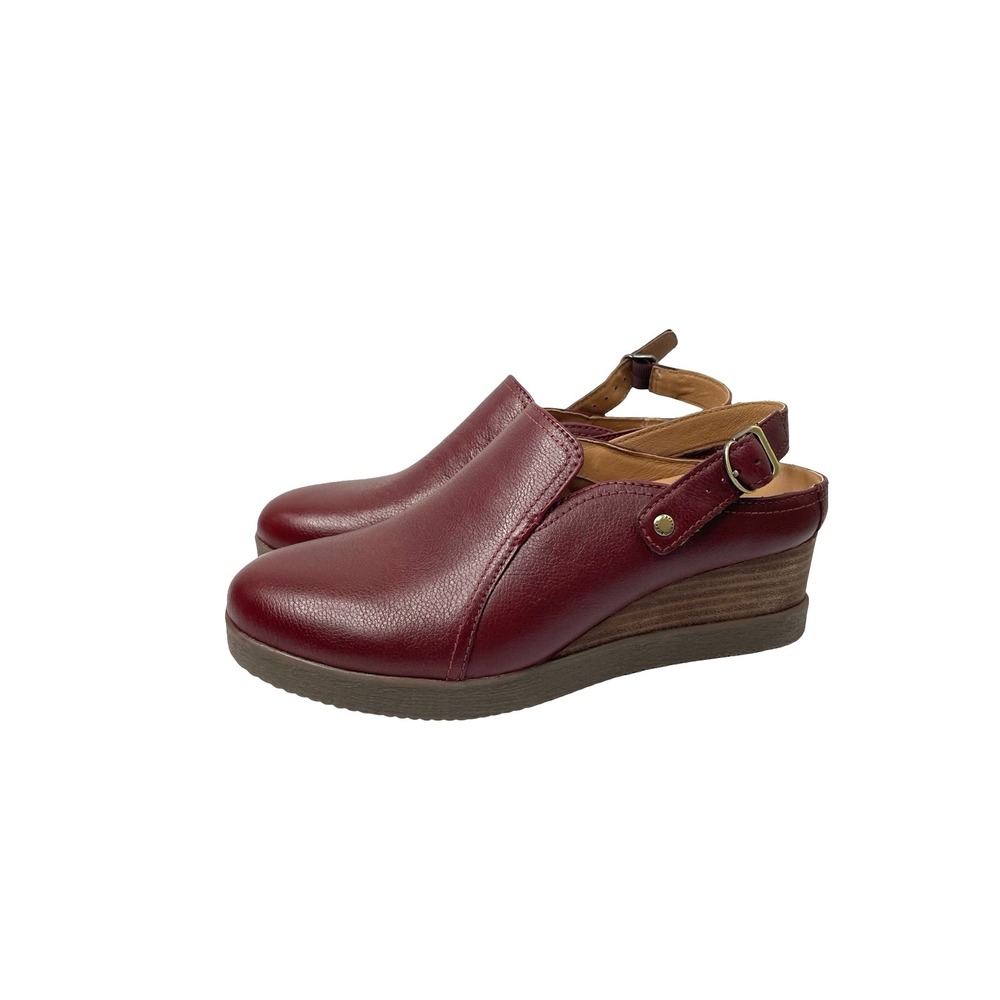 NEW Dansko Sheridan leather wedge clogs slingback mules size 40 brick maroon red